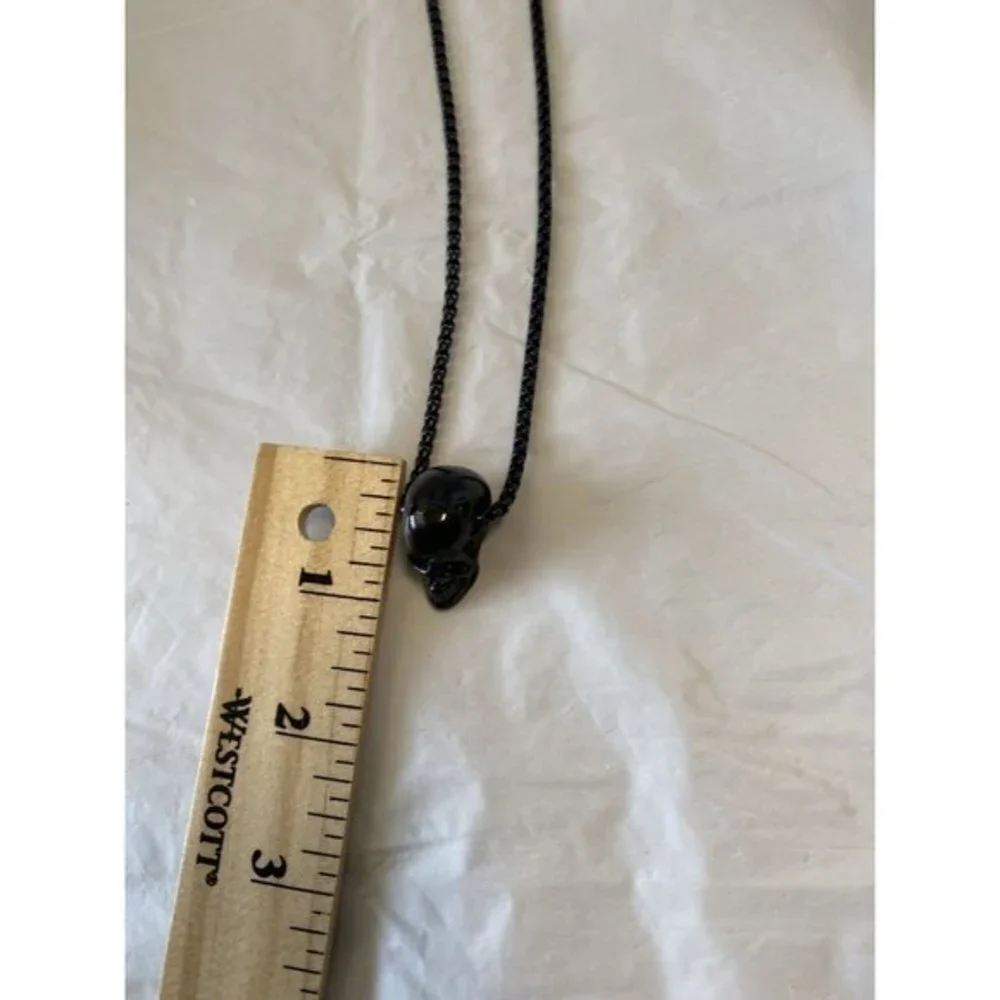 Skull Pendant‎ Necklace Black Goth Biker Punk Emo Edgy